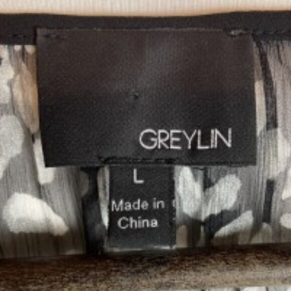 GREYLIN SHEER TUNIC COVER-UP BLACK/WHITE ABSRACT FLORAL SIZE LARGE - Picture 2 of 7